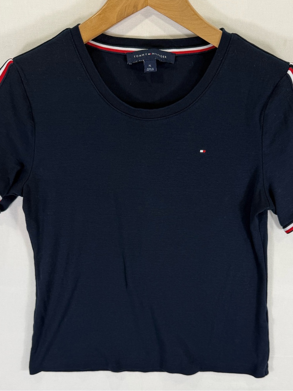 Tommy Hilfiger Navy Short Sleeve Tee with Red & White Accents